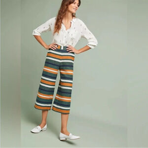 Corey Lynn Carter Cropped Wide Leg Striped Pants Size Medium